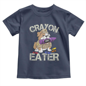 Crayon Eater Bulldog Toddler T Shirt Funny Military Gift with Combat Pup and MRE Crayon TS02 Navy Print Your Wear