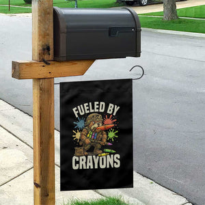 Fueled by Crayons Bulldog Soldier Garden Flag Funny Combat Veteran Crayon Launcher TS02 Print Your Wear