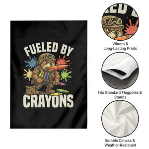 Fueled by Crayons Bulldog Soldier Garden Flag Funny Combat Veteran Crayon Launcher TS02 Print Your Wear