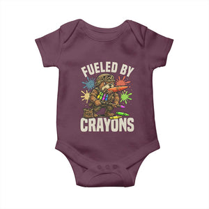 Fueled by Crayons Bulldog Soldier Baby Onesie Funny Combat Veteran Crayon Launcher TS02 Maroon Print Your Wear