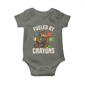 Fueled by Crayons Bulldog Soldier Baby Onesie Funny Combat Veteran Crayon Launcher TS02 Military Green Print Your Wear
