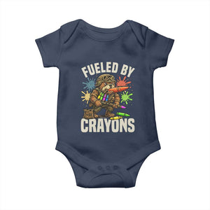 Fueled by Crayons Bulldog Soldier Baby Onesie Funny Combat Veteran Crayon Launcher TS02 Navy Print Your Wear