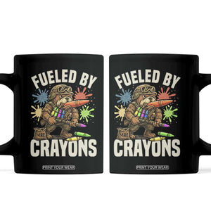 Fueled by Crayons Bulldog Soldier Coffee Mug Funny Combat Veteran Crayon Launcher TS02 Black Print Your Wear