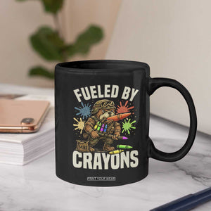 Fueled by Crayons Bulldog Soldier Coffee Mug Funny Combat Veteran Crayon Launcher TS02 Print Your Wear