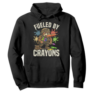 Fueled by Crayons Bulldog Soldier Hoodie Funny Combat Veteran Crayon Launcher TS02 Black Print Your Wear