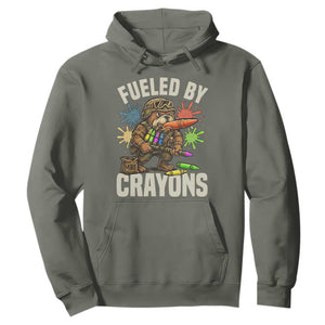 Fueled by Crayons Bulldog Soldier Hoodie Funny Combat Veteran Crayon Launcher TS02 Military Green Print Your Wear