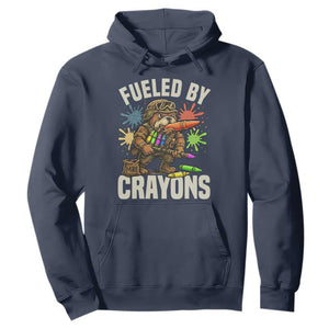 Fueled by Crayons Bulldog Soldier Hoodie Funny Combat Veteran Crayon Launcher TS02 Navy Print Your Wear