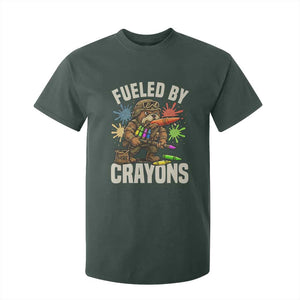 Fueled by Crayons Bulldog Soldier T Shirt For Kid Funny Combat Veteran Crayon Launcher TS02 Dark Forest Green Print Your Wear