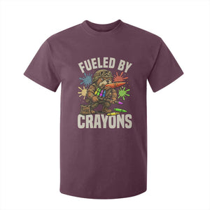 Fueled by Crayons Bulldog Soldier T Shirt For Kid Funny Combat Veteran Crayon Launcher TS02 Maroon Print Your Wear
