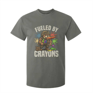 Fueled by Crayons Bulldog Soldier T Shirt For Kid Funny Combat Veteran Crayon Launcher TS02 Military Green Print Your Wear