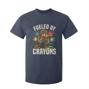 Fueled by Crayons Bulldog Soldier T Shirt For Kid Funny Combat Veteran Crayon Launcher TS02 Navy Print Your Wear