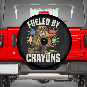 Fueled by Crayons Bulldog Soldier Spare Tire Cover Funny Combat Veteran Crayon Launcher TS02 Black Print Your Wear