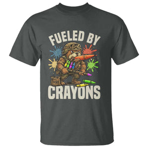 Fueled by Crayons Bulldog Soldier T Shirt Funny Combat Veteran Crayon Launcher TS02 Dark Heather Print Your Wear
