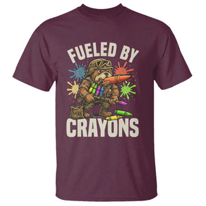 Fueled by Crayons Bulldog Soldier T Shirt Funny Combat Veteran Crayon Launcher TS02 Maroon Print Your Wear