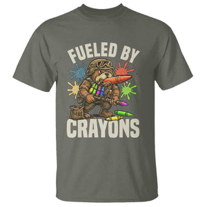 Fueled by Crayons Bulldog Soldier T Shirt Funny Combat Veteran Crayon Launcher TS02 Military Green Print Your Wear
