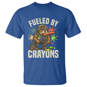 Fueled by Crayons Bulldog Soldier T Shirt Funny Combat Veteran Crayon Launcher TS02 Royal Blue Print Your Wear