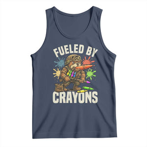 Fueled by Crayons Bulldog Soldier Tank Top Funny Combat Veteran Crayon Launcher TS02 Navy Print Your Wear