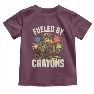 Fueled by Crayons Bulldog Soldier Toddler T Shirt Funny Combat Veteran Crayon Launcher TS02 Maroon Print Your Wear
