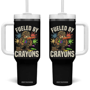 Fueled by Crayons Bulldog Soldier Tumbler With Handle Funny Combat Veteran Crayon Launcher TS02 One Size: 40 oz Black Print Your Wear