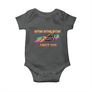Nom Nom Nom Crayons Baby Onesie Since 1775 Funny Military Joke Veterans TS02 Dark Heather Print Your Wear