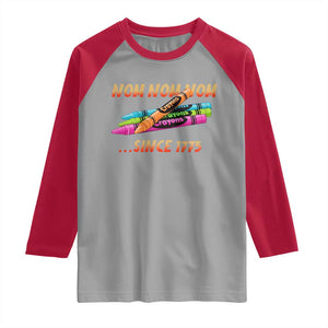 Nom Nom Nom Crayons Raglan Shirt Since 1775 Funny Military Joke Veterans TS02 Sport Gray Red Print Your Wear
