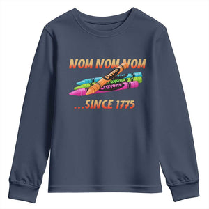 Nom Nom Nom Crayons Youth Sweatshirt Since 1775 Funny Military Joke Veterans TS02 Navy Print Your Wear
