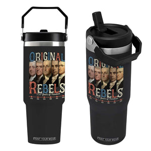 Original Rebels 250 Years of Freedom Flip Straw Tumbler Founding Fathers Patriotic 1776 to 2026 Semiquincentennial TS02 One Size: 30 oz Black Print Your Wear