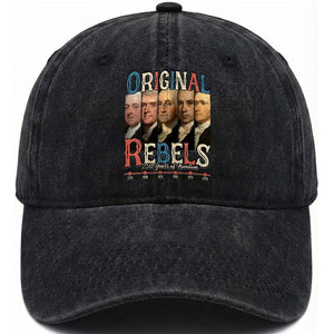 Original Rebels 250 Years of Freedom Washed Cotton Baseball Cap Founding Fathers Patriotic 1776 to 2026 Semiquincentennial TS02 Washed Cap Universal Fit Black Print Your Wear