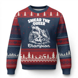 Sarcastic Smear The Qur Playround Game Ugly Christmas Sweater LGBTQ Queer Pride TS02 Navy Red Print Your Wear