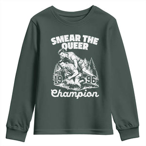 Sarcastic Smear The Qur Playround Game Youth Sweatshirt LGBTQ Queer Pride TS02 Dark Forest Green Print Your Wear