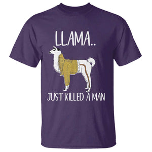 Funny Llama Just Killed a Man T Shirt Animal Pun Internet Meme TS02 Purple Print Your Wear