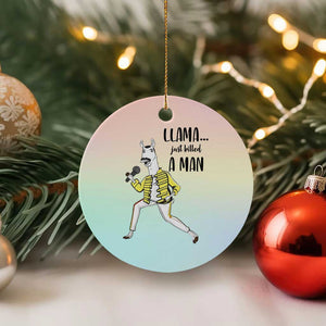 Funny Llama Just Killed a Man Ceramic Ornament Singing Animal Pun Internet Meme TS02 1pc Pastel Print Your Wear