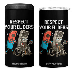 Respect Your Elders Retro Gaming Meme 4 in 1 Can Cooler Tumbler Funny Gamer Controller 80s TS02 One Size: 16 oz Black Print Your Wear