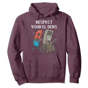Respect Your Elders Retro Gaming Meme Hoodie Funny Gamer Controller 80s TS02 Maroon Print Your Wear