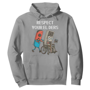 Respect Your Elders Retro Gaming Meme Hoodie Funny Gamer Controller 80s TS02 Sport Gray Print Your Wear