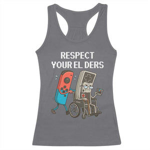 Respect Your Elders Retro Gaming Meme Racerback Tank Top Funny Gamer Controller 80s TS02 Charcoal Print Your Wear