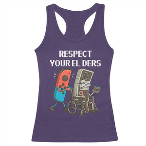 Respect Your Elders Retro Gaming Meme Racerback Tank Top Funny Gamer Controller 80s TS02 Purple Print Your Wear