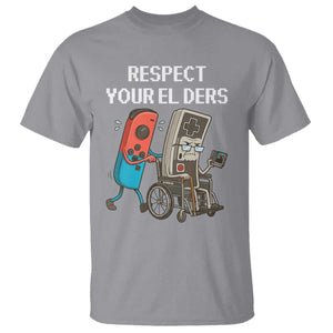 Respect Your Elders Retro Gaming Meme T Shirt Funny Gamer Controller 80s TS02 Sport Gray Print Your Wear