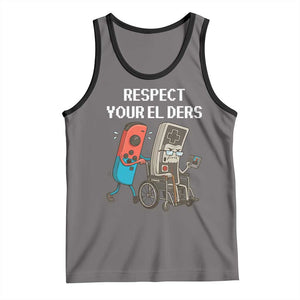 Respect Your Elders Retro Gaming Meme Tank Top Funny Gamer Controller 80s TS02 Deep Heather Black Print Your Wear