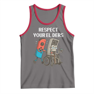 Respect Your Elders Retro Gaming Meme Tank Top Funny Gamer Controller 80s TS02 Deep Heather Red Print Your Wear