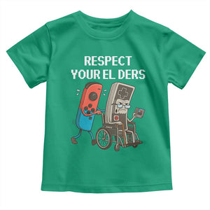 Respect Your Elders Retro Gaming Meme Toddler T Shirt Funny Gamer Controller 80s TS02 Irish Green Print Your Wear