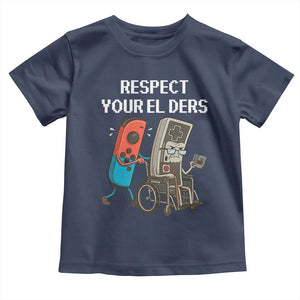 Respect Your Elders Retro Gaming Meme Toddler T Shirt Funny Gamer Controller 80s TS02 Navy Print Your Wear