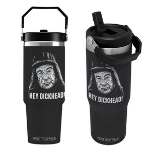 Hey Dckhead Grumpy Old Man Humor Flip Straw Tumbler Jerk Sarcastic Comedy TS02 One Size: 30 oz Black Print Your Wear