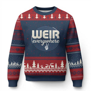 Weir Everywhere Retro Tribute Ugly Christmas Sweater Psychedelic Peace and Music Culture TS02 Navy Red Print Your Wear