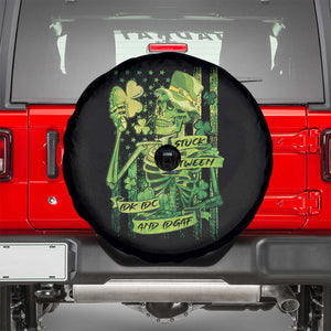Irish Skeleton Spare Tire Cover Stuck Between IDK IDC And IDGAF St Patrick's Day Green Flag Skull TS02 Black Print Your Wear