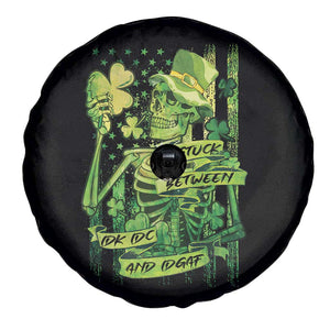 Irish Skeleton Spare Tire Cover Stuck Between IDK IDC And IDGAF St Patrick's Day Green Flag Skull TS02 Print Your Wear