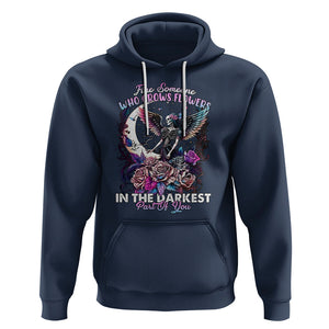 Fairy Skeleton Hoodie Find Someone Who Grows Flowers In The Darkest Part Of You Skull TS02 Navy Printyourwear