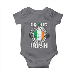Proud Irish St Patricks Day Baby Onesie Half American Half Ireland Flag TS02 Charcoal Print Your Wear