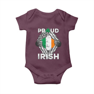 Proud Irish St Patricks Day Baby Onesie Half American Half Ireland Flag TS02 Maroon Print Your Wear