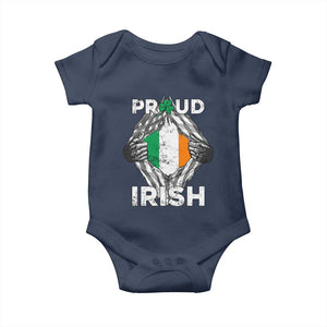 Proud Irish St Patricks Day Baby Onesie Half American Half Ireland Flag TS02 Navy Print Your Wear